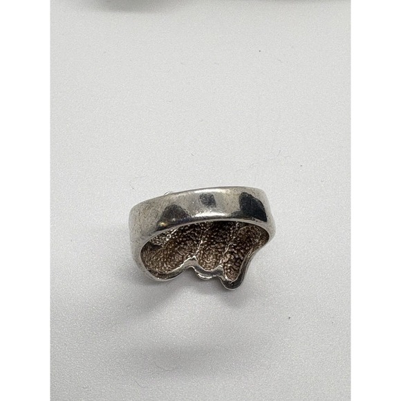 Vintage GJ‎ Signed Solid Wavy Chunky Ring Size 8.5 Sterling Silver 925 Ring 8g - Picture 8 of 13
